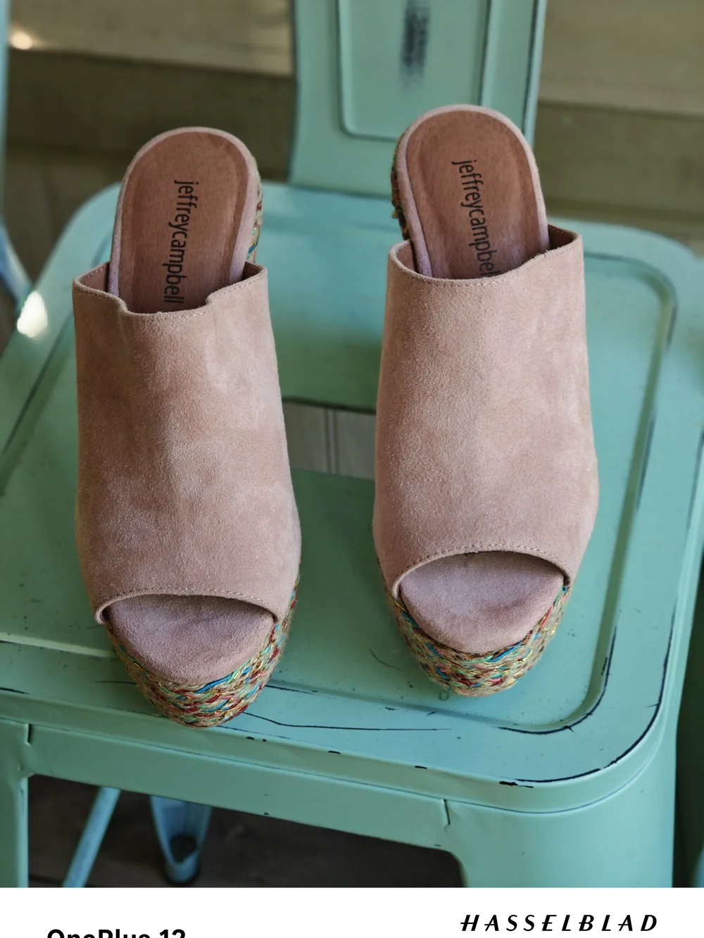 Women’s Suede Peep-Toe Wedge Mules in Dusty Rose